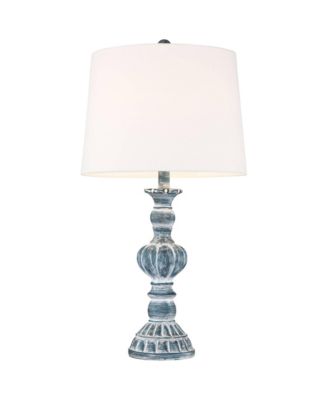 Tanya Coastal Vintage Table Lamps 26 1/2" High Set of 2  with Table Top Dimmers  Fabric Drum for Bedroom Living Room Kids