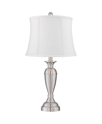 Blair Traditional Table Lamps 25" High Set of 2 Brushed Nickel Softback Drum Shade for Bedroom Living Room Bedside Nightstand House
