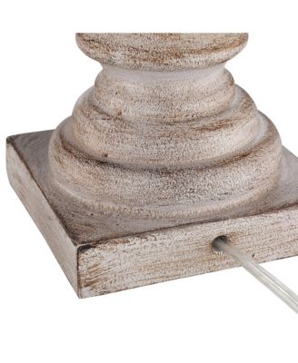 Rustic Farmhouse Table Lamps  High Set of 2 -Washed Faux Wood Linen Pleat Shade for Bedroom Living Room