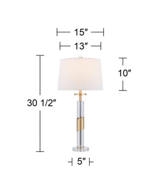 Alfred " High Soft Brass and Crystal Column Table Lamp Set of 2