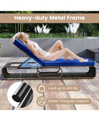 2PCS Chaise Lounge Chair w/ Adjustable Backrest Cushion and Storage Outdoor