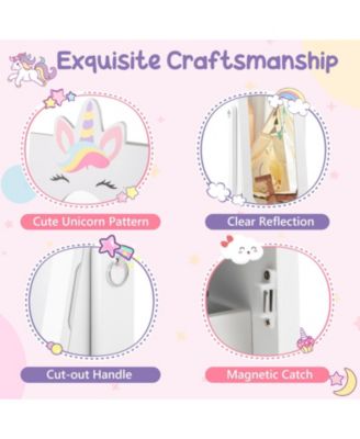 Princess Vanity Table and Stool Set with Jewelry Cabinet and Mirror Drawer