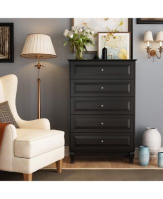 Wood Accent Storage Cabinets Organizer With 5 Drawers