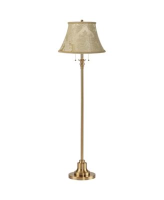 Dyna Traditional 58" Tall 2-Light Standing Floor Lamp Pole Pull Chain Antique Brass Finish