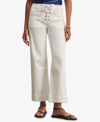 Women's Lace-Up Mariner Straight-Leg Denim Pants