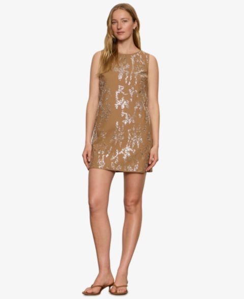 Женское платье Sanctuary Embellished Crewneck Straight Shift, цвет: Кокосовый