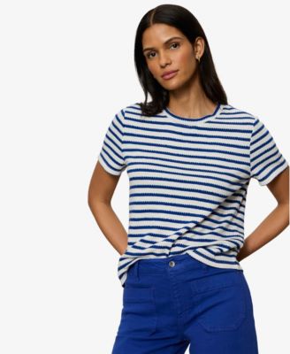 Women's Striped Crewneck Textured T-Shirt