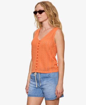 Women's No Rush Button-Front Sleeveless Tank Top