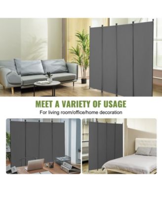 4-Panel Freestanding Fabric Room Divider with Metal Frame