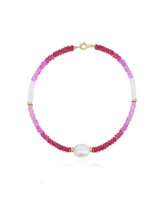 The Lovery Ruby Ombre Bead Pearl Bracelet 14K Gold - Ruby 744$