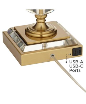 Heath 31 5/8" Tall Large Traditional End Table Lamp USB Port Luxe Crystal Single Living Room Charging