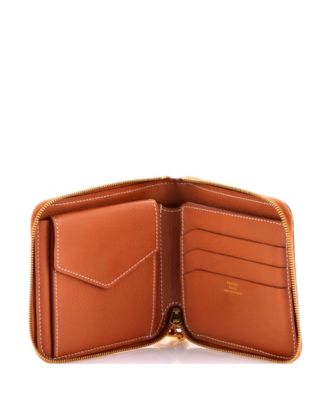Pre-Owned HERMES Zipengo II Chaine d'Ancre Zip Wallet Leather