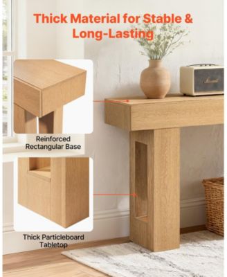 63 Inch Farmhouse Console Table with Shelf and Hidden Storage