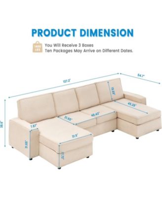 Modular Sectional Sofa, 7-Seat U-Shaped Couch with Washable Covers, Deep Seat Cloud Sofa