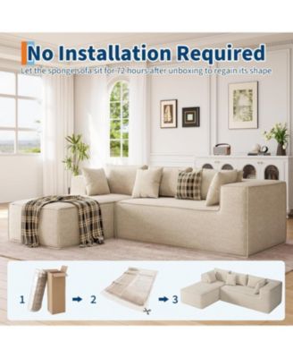 106.7" Modular Sectional Sofa, L-Shaped Cloud Couch with Chaise, Deep Seat Chenille