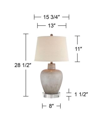 Glenn Rustic Farmhouse Table Lamps Set of 2 with Round Risers 28 1/2" Tall Neutral Fabric Drum Shade for Bedroom Living Room Nightstand