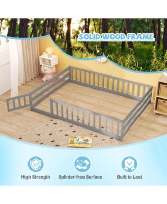 Kids House Bed Frame with Safety Guardrails