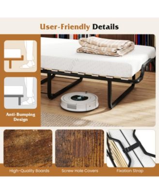 Cot Size Foldable Murphy Bed Cabinet with Lockable Wheels