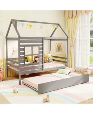 Kids House Bed Frame with Safety Rails