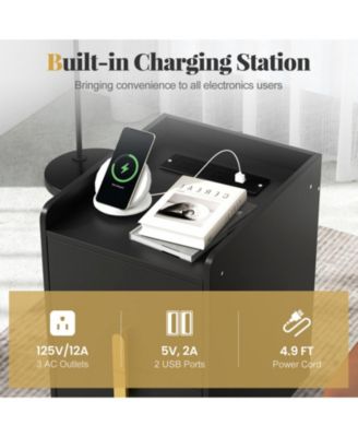 Nightstand with 2 Drawers and USB Charging Ports