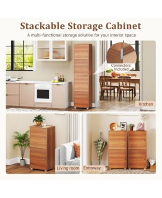 2-Tier Modern Nightstand with Adjustable Shelves and Drawer