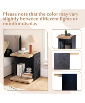 16.5 in Mid-Century 2-Tier End Table with Open Storage Shelf, Oak