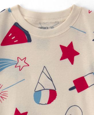 Boys' or Girls' Toddler 2T-5T Fourth of July Short-Sleeve Cotton Pajamas, 2-Piece Set