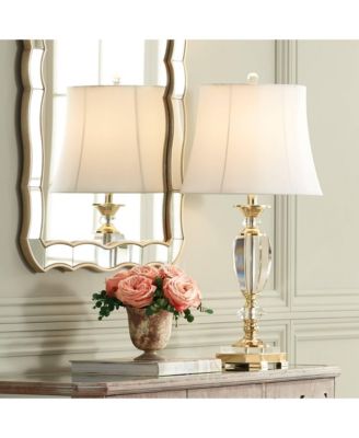 Traditional Table Lamps 28.75" Tall Set of 2 Faceted Crystal and Brass  Bell Shade for Living Room Family Bedroom