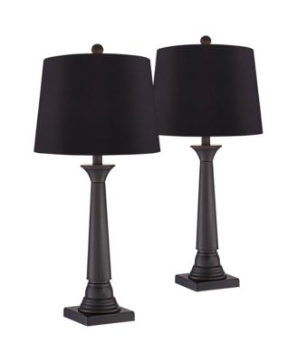Dolbey 28" Tall Tapered Column Farmhouse Rustic Table Lamps Set of 2 Bronze Finish Metal Shade Bedroom