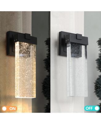 2-Pack Outdoor Wall Light Fixture, Weatherproof LED Wall Sconce with Bubble Crystal and Light Sensor - 12W Per Lamp