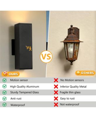 2-Pack Dusk to Dawn Outdoor Wall Sconce, Square Sensor Light for Porch Patio Garage