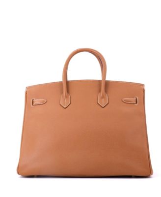 Birkin 35 Handbag Brown Veau Grain Lisse with Gold Hardware