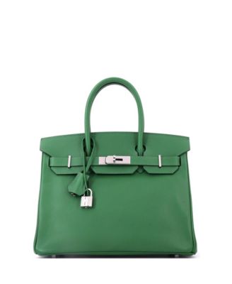 Birkin 30 Handbag Green Epsom with Palladium Hardware