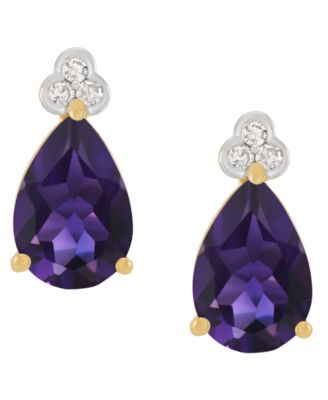 Amethyst (2-1/5 ct. t.w.) & Diamond Accent Stud Earrings in 14k Yellow Gold (Also Available in Multi-Stones)