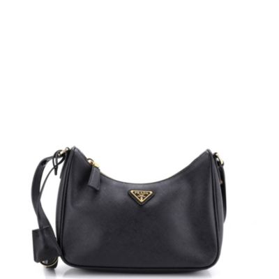 Mini Adjustable Handle Zip Hobo Saffiano Leather