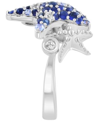 White Sapphire (1/4 ct. t.w.) & Blue Sapphire (1-1/5 ct. t.w.) Ring in Sterling Silver with White Rhodium