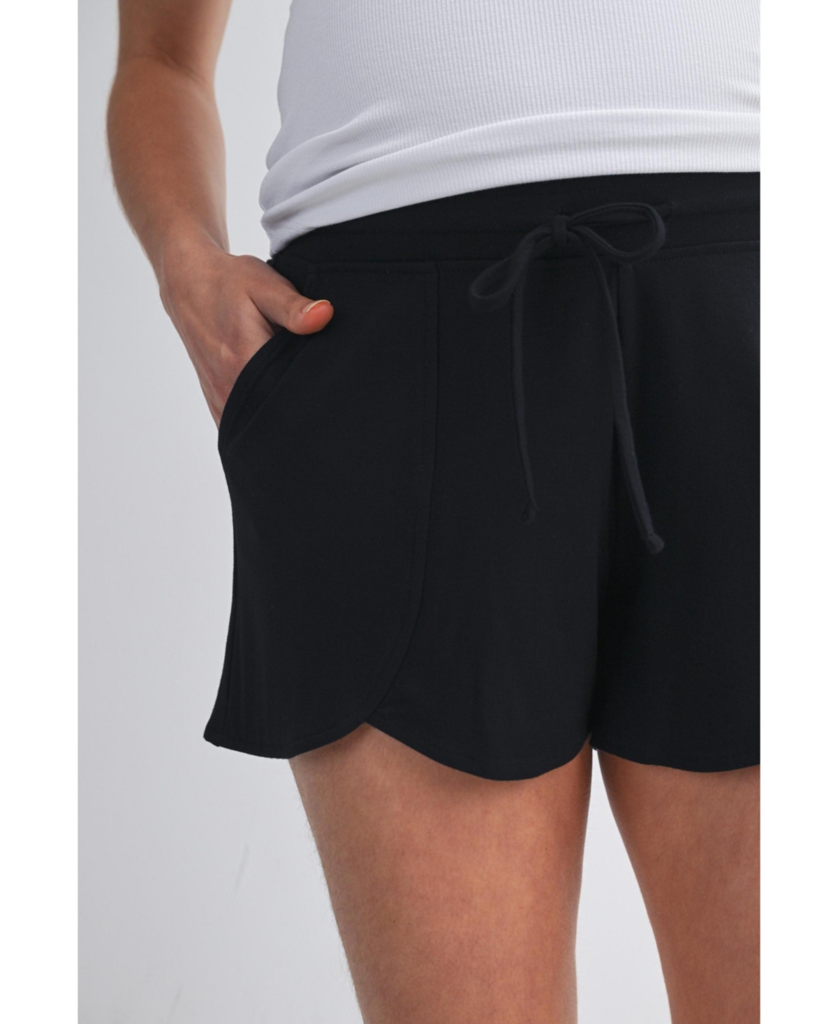 Hello Miz Maternity Relaxed Fit Lounge Shorts with Front Pockets and Drawstring