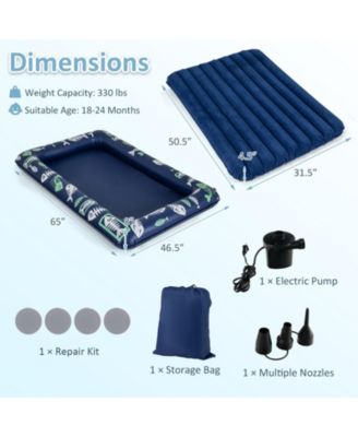 Toddler Inflatable Travel Bed with Electric Pump and Raised Bed Rails