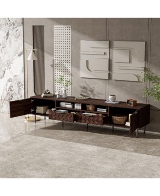 78" Modern TV Stand for TVs , Entertainment Center with Storage Cabinets, 2 Drawers and Open Shelves, Media Console for Living Room