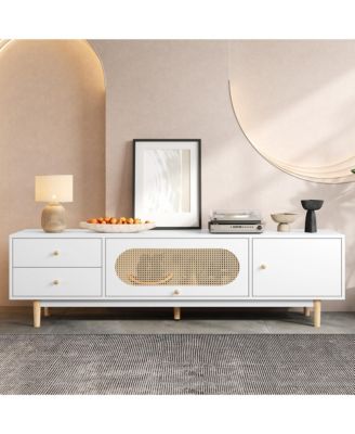 Minimalist TV Stand for TVs  Media Console Entertainment Center with Storage Cabinet and 2 Drawers for Living Room