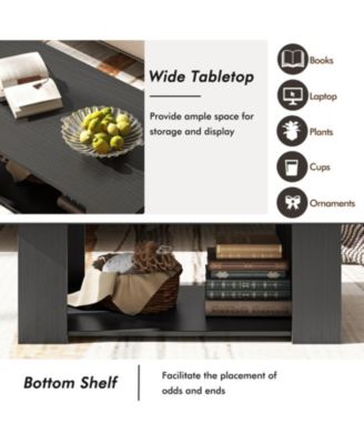 41 in Modern 2-Tier Rectangular Coffee Table with Open Storage Shelf