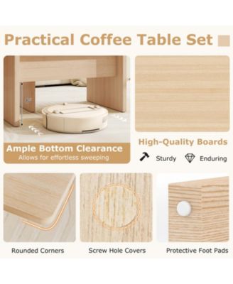 Modular L-Shaped Coffee Table Set of 2 with Multiple Configurations