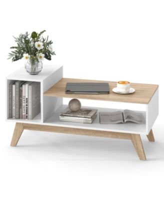 43 in Stepped-Top Coffee Table with Color Block Design and Storage
