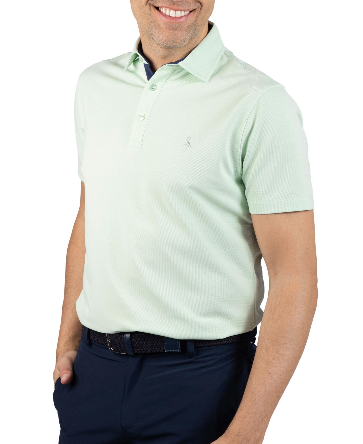 Мужское поло Tailorbyrd Micro Grid Textured Performance Polo Shirt, цвет: Aloe — фото 3