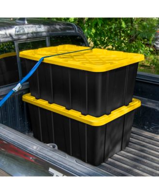 38 Gallon Industrial Stackable Storage Tote Lidded Containers, 8 Pack