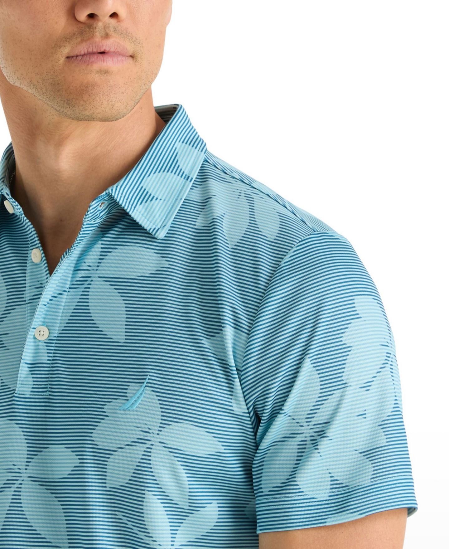Мужское поло Nautica Floral Print Golf Polo Shirt, цвет: Синий — фото 3