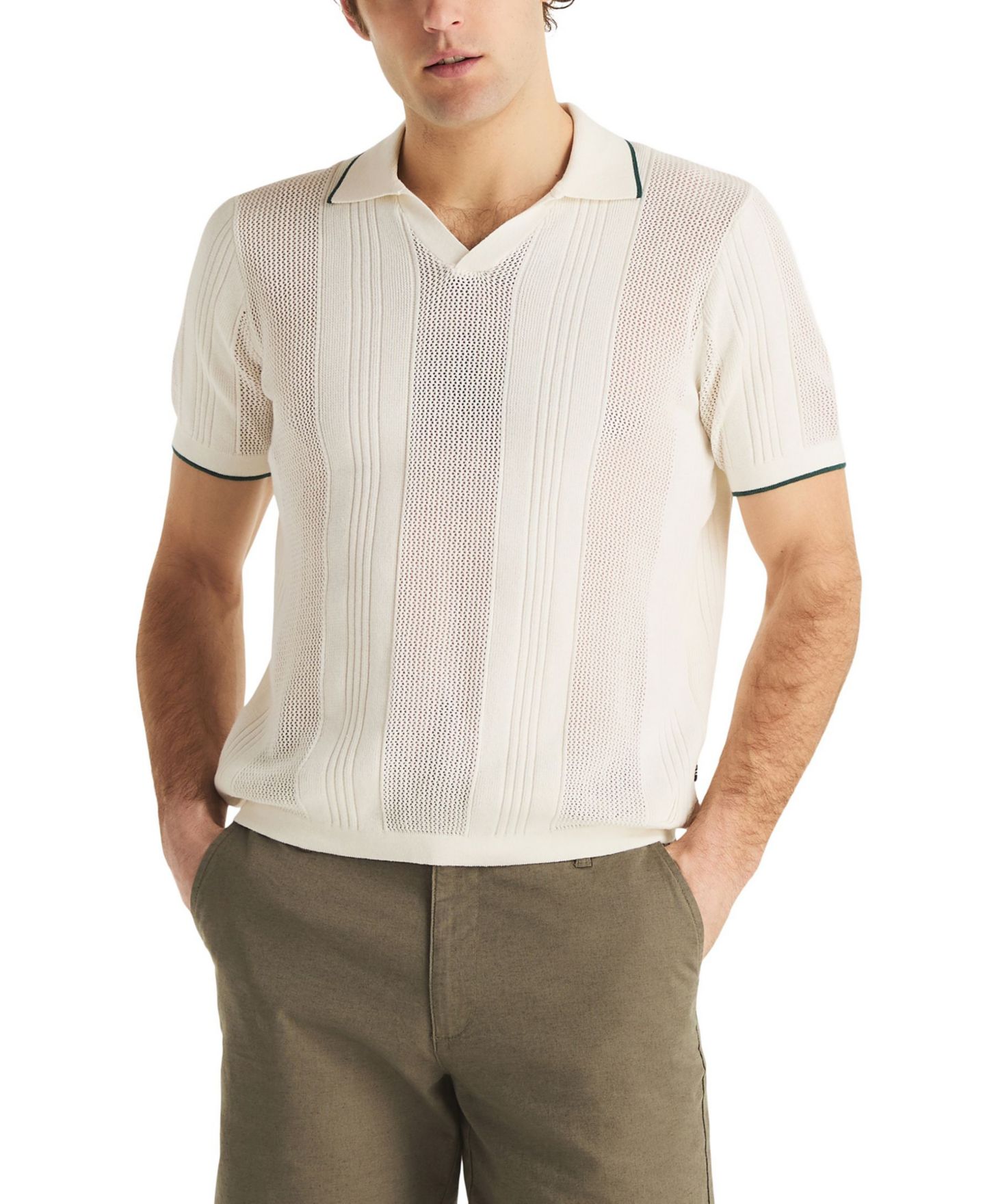 Мужской свитер Nautica Short-Sleeve Sweater, цвет: Молочный белый — фото 1
