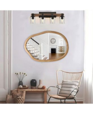 32"x22" Irregular Asymmetrical Wall Mirror, Wavy Abstract Accent Mirror for Living Room Bathroom Bedroom Entryway