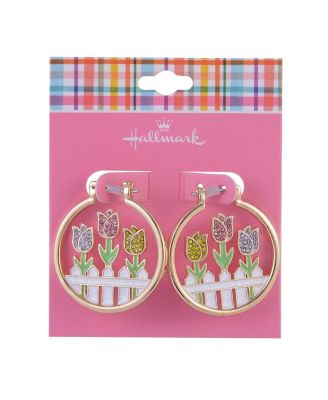 Tulip Theme Hoop Earrings