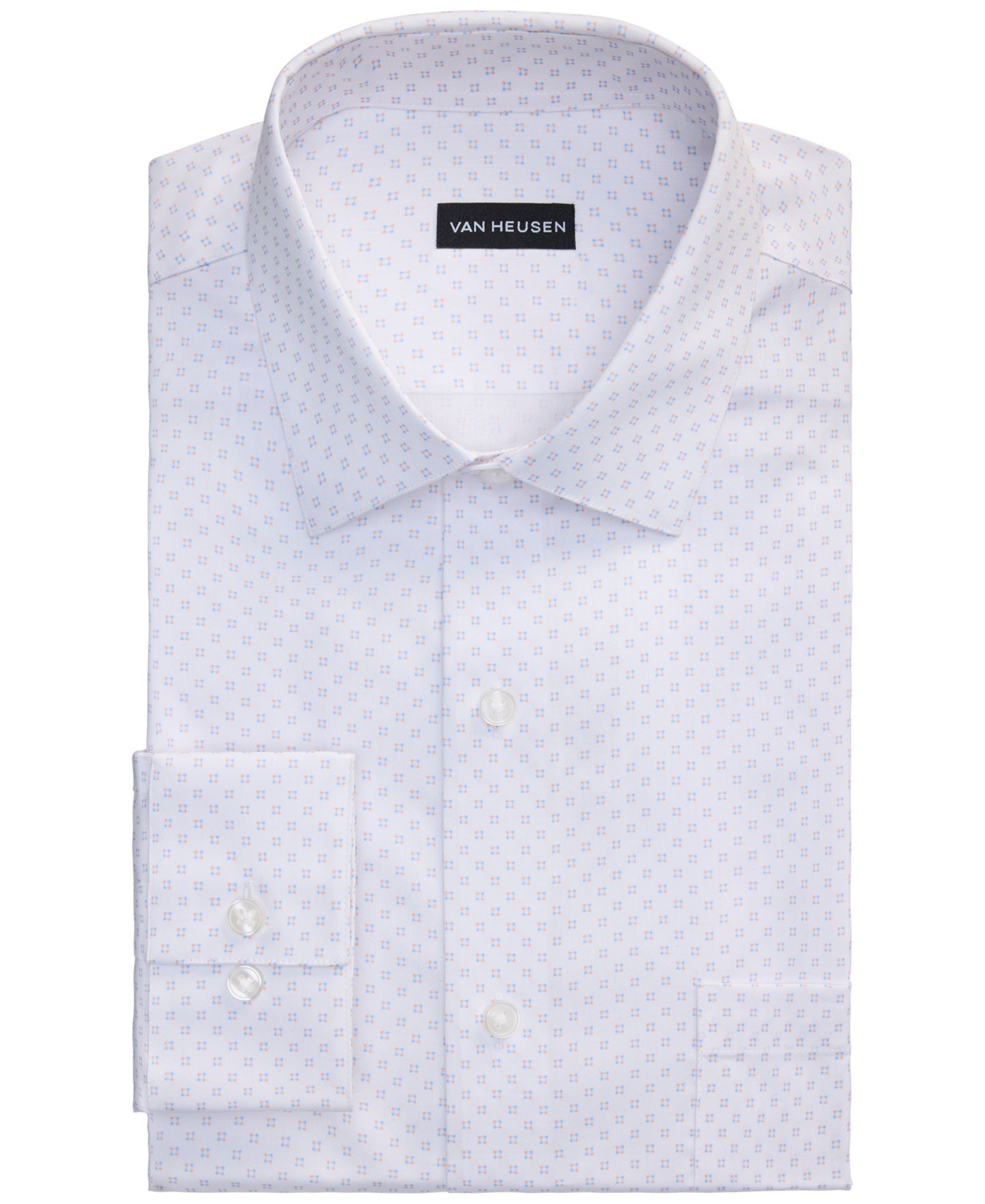 Мужская рубашка Van Heusen Regular-Fit Long-Sleeve Dress Shirt, цвет: Персиковый синий — фото 3